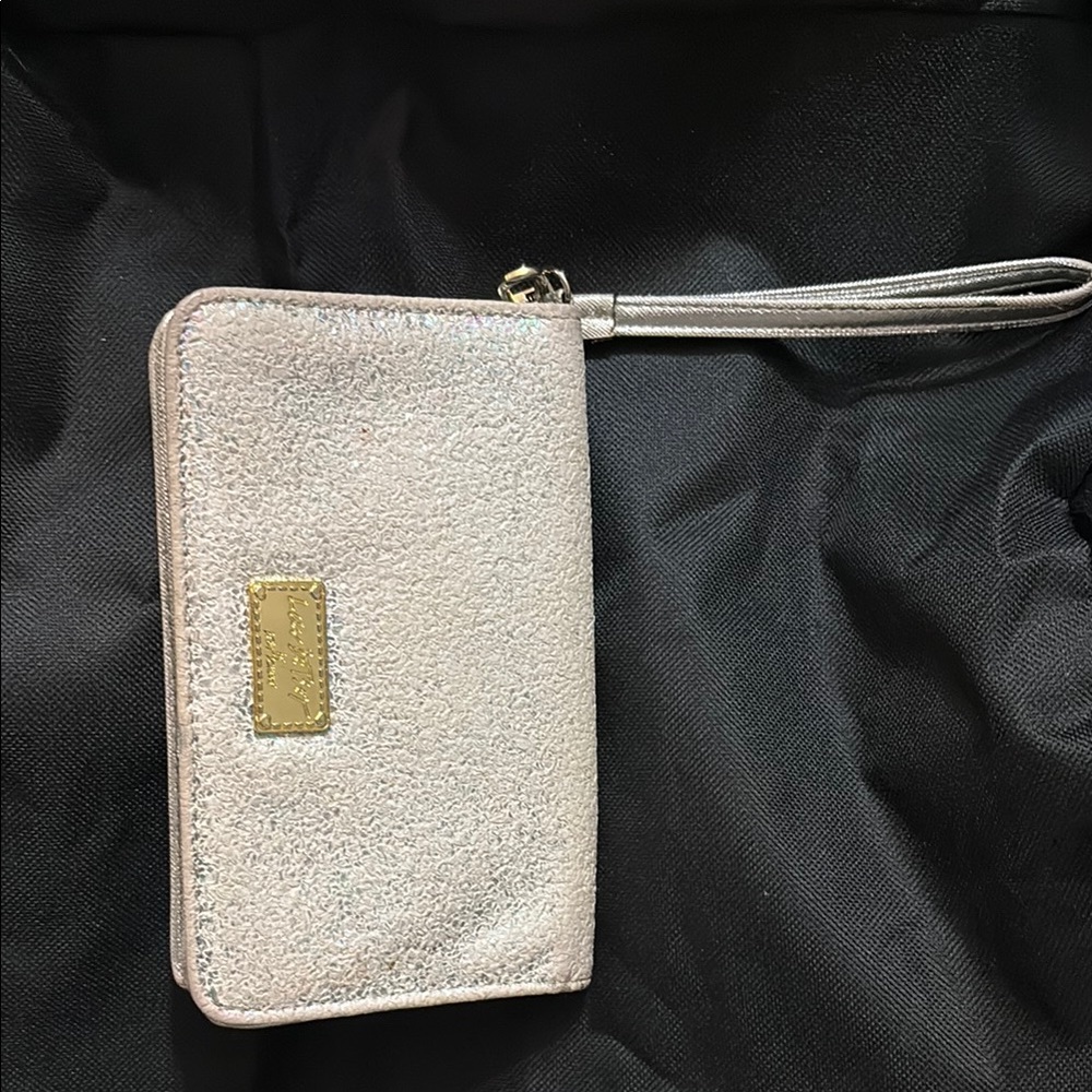 Metallic Wristlet with Gold Accents
